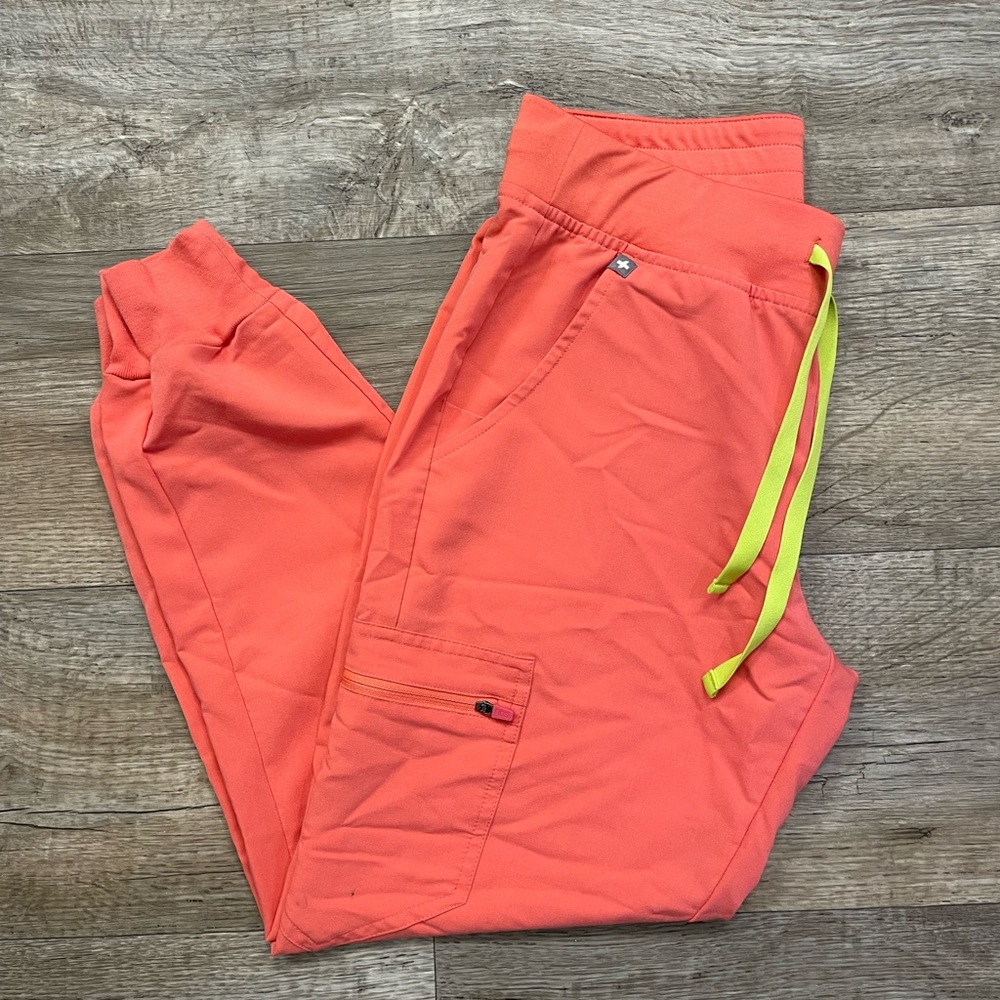 Figs HOT CORAL joggers scrub pants